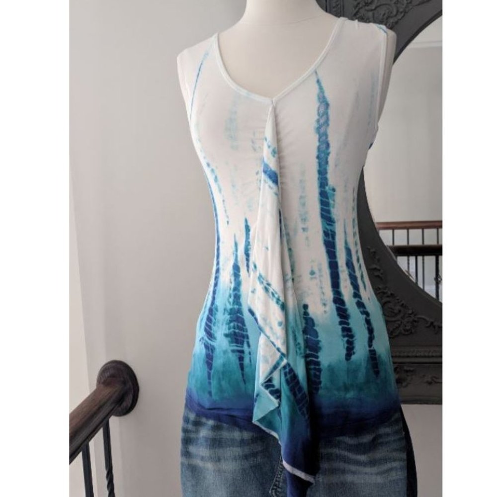 KAREN KANE Tie Dye Ruffle Front Jersey Knit Top XS